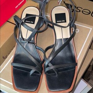 Dolce Vita Gemini Black Leather Sandals-New-Size 7.5